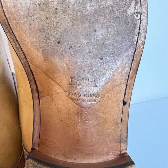 Giulio Moretti Tan Distressed Leather Oxford Shoes - Picture 8 of 9